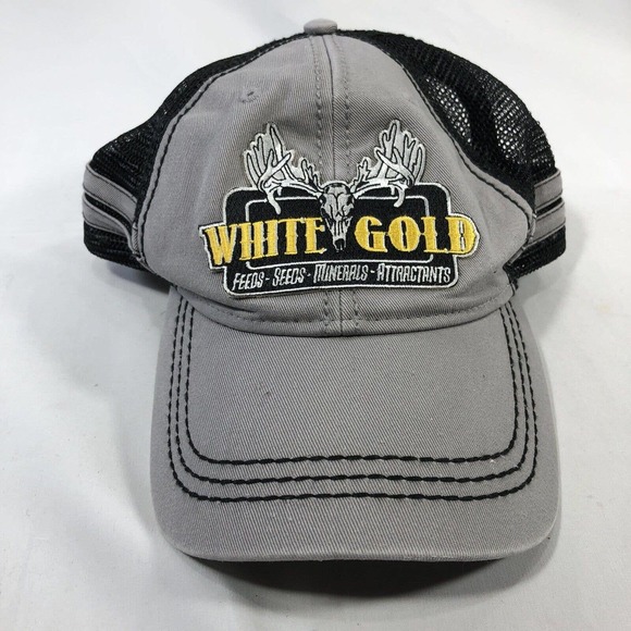 White Gold Seeds Feeds Minerals Attractants Snapback Hat Cap Adjustable OSFM - Picture 1 of 12